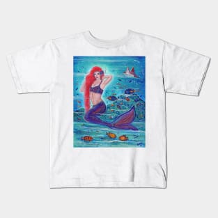 Aleanna Mermaid with fish by Renee Lavoie Kids T-Shirt